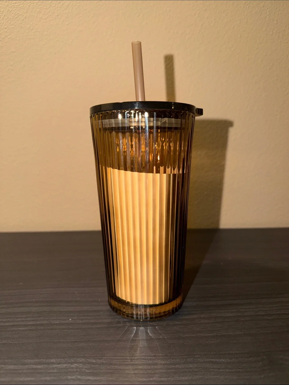 Starbucks 2026 Fall Amber Ribbed Siren Glass Cold Cup Tumbler